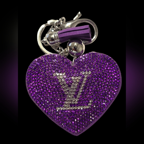 charmed by slg Accessories - Purple Heart LV Bag Charm Keychain
